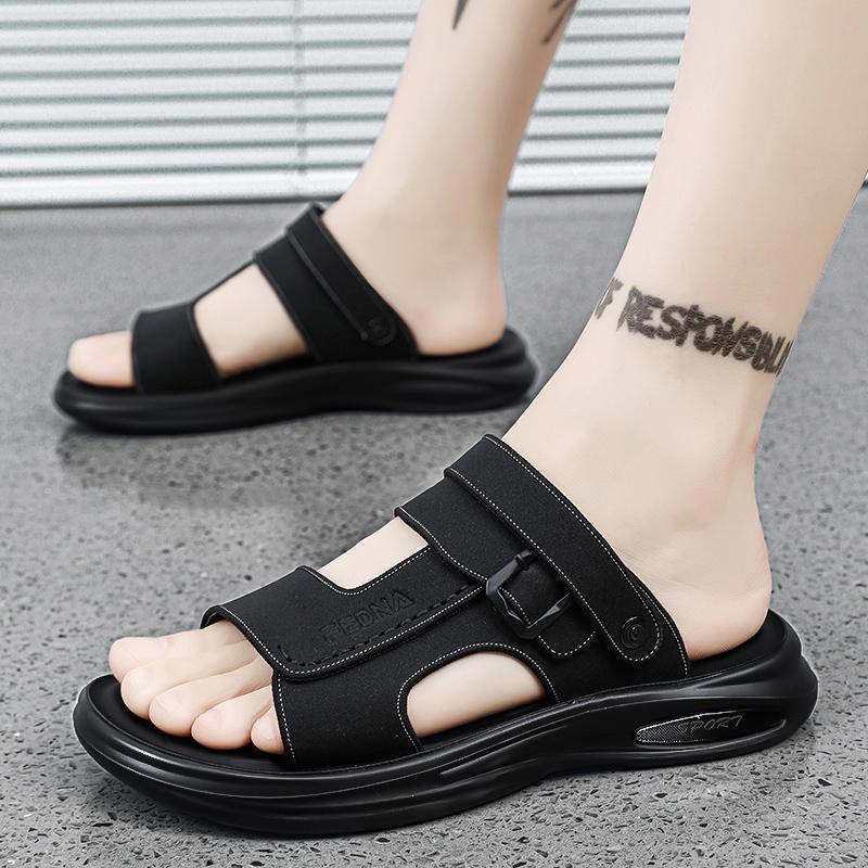 Men's Sandals Summer Outdoor Waterproof Anti Slip Casual Sandals Thick Soled Comfort Beach Shoes Dual-purpose Driving Slippers