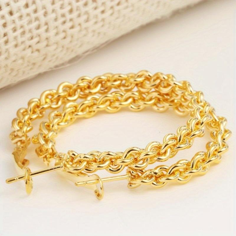 1 Pair Fashionable Twisted Chain Circular Earrings, Personalized and Minimalist Women's Earrings