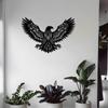 Black Metal Eagle Wall Decor, Metal Wall Art Black Eagle Silhouette, Eagle Outdoor Wall Hanging Decor for Bedroom, Living Room, Hallway