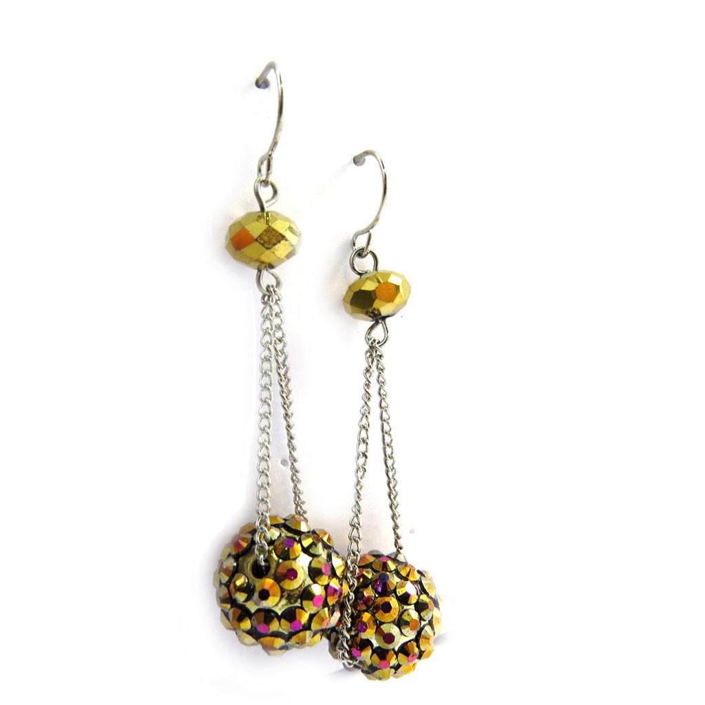 Les Trésors De Lily [M0724] - 'Sissi' Gold Designer Earrings