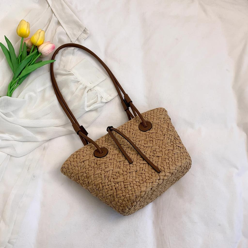 Women's Large Capacity Shoulder Bag Summer Straw Woven Basket Handbag Fashion Female Luxury Designer Beach Bag Bali Shopper Tote