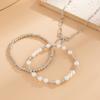 Modern Bowknot Detail Imitation Pearls Bracelet with Alloy Clasp Adjustable Chain Elegant Jewelry For Women