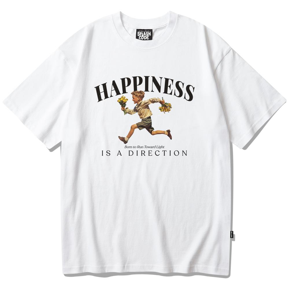 Seupeullaesikodeu White Short Sleeve T-Shirt - Direction Of Happiness (Lightward)