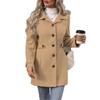 Fall Winter Women's Slim Fit Turn-down Collar Wool Blazer Coat Elegant Outerwear for European American Cross-border