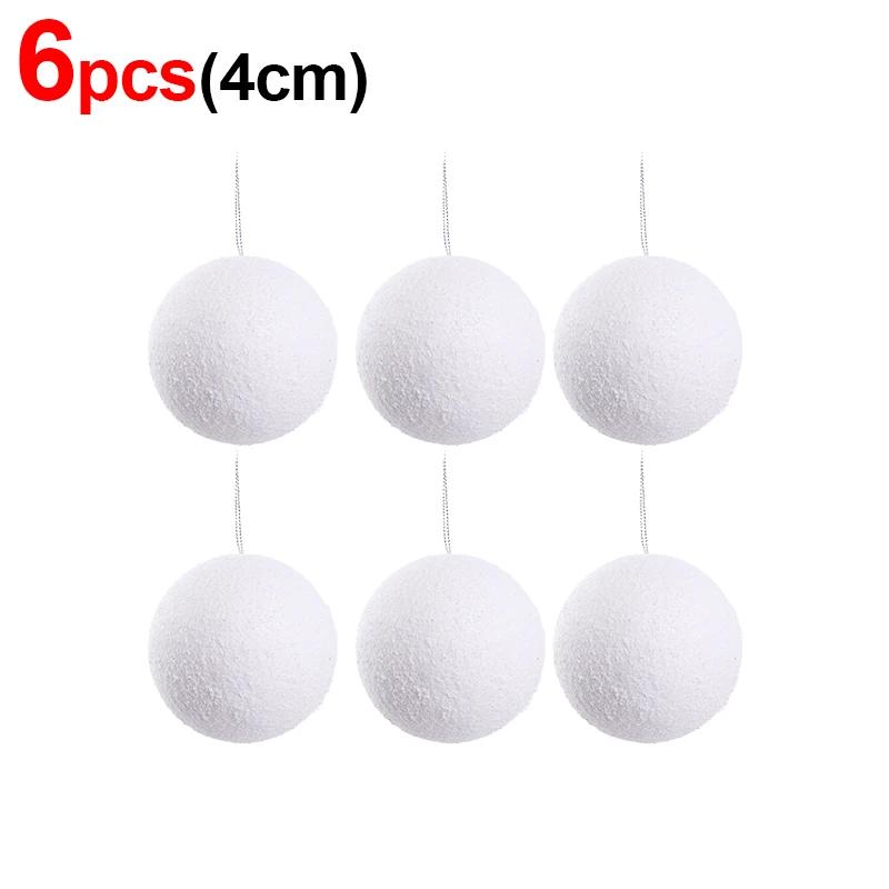 4/6/8cm White Christmas Balls Ornaments Xmas Tree Hanging Pendant Round Foam Snowball New Year Wedding Party Home Decoration