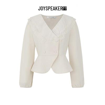 JOY SPEAKER Damska Krótka Kurtka Slim-Fit z Dekoltem V