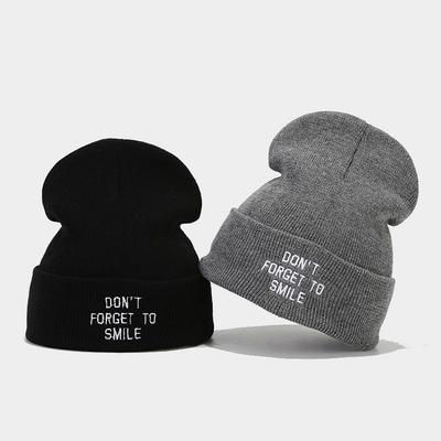 Trendy Brand Fashion Letter Embroidery Knitted Pullover Hat Women's Personality Simple Curling Heap Hat Men's Cold Hat