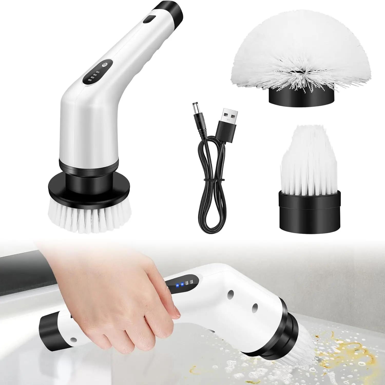 Electric Cleaning Brush Spin Scrubber 3 in 1 Cordless Cleaning Brush Handheld Compact Cleaning Tool белый