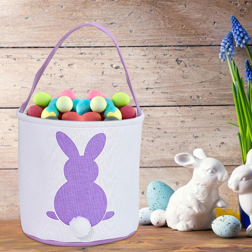 Easter Basket Holiday  Bunny Printed Canvas Gift Carry  Candy Bag