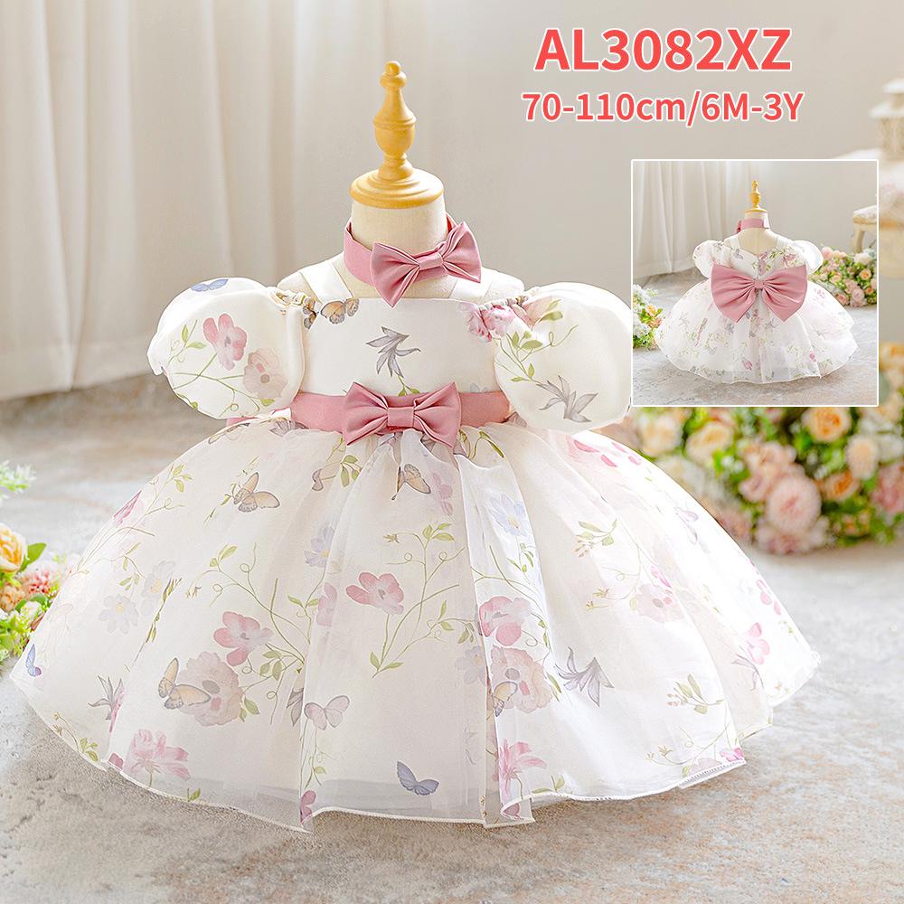 

Новое цветочное бальное платье с пышными рукавами для девочек 6-9M