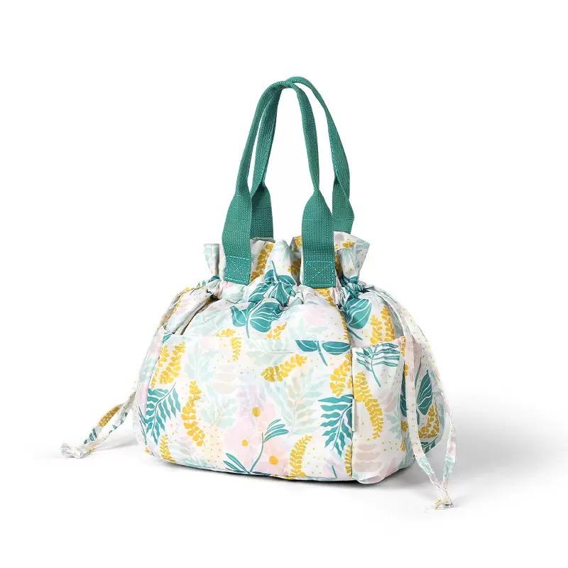

Large Capacity Drawstring Lunch Bag Insulated Lunch Pouch Reusable Thickened Bento Bag Travel Picnic Camping Handbag зелёный