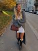 2024 Herbst/Winter Damen Grauer Locker Gestrickter Cardigan mit Langen Ärmeln