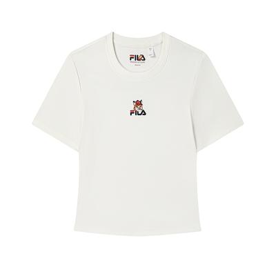 Повсякденна зручна футболка з круглим вирізом, приталеного крою, з коротким рукавом, для жінок. Хмара-Гриб-Білий F11W529120FWT