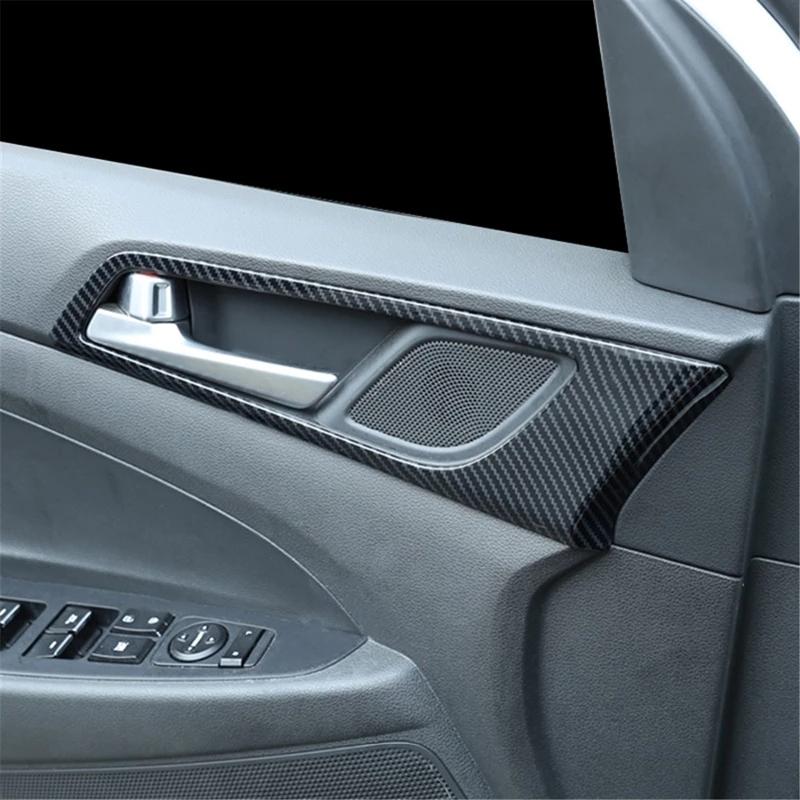 ABAIWAI Carbon Fiber Interior For Hyundai Tucson Window Switch Panel Ac Outlet Steering Wheel Cover Gear Trim