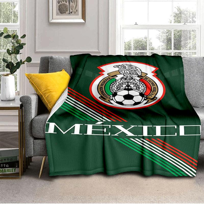 Mexiko Fußballnationalmannschaft Emblem Gedruckte Decken Weiche Flanelldecken für Sofa Bett Geschenke für Männer Frauen Picknickdecke Weihnachtsgeschenke
