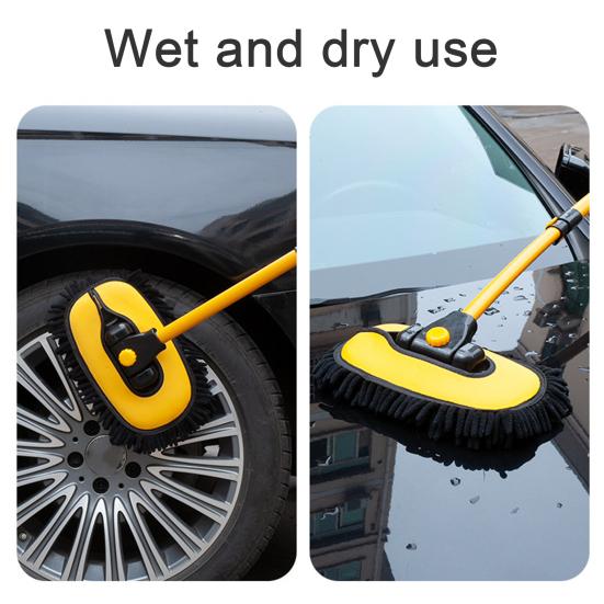 15° Curved Car Wash Brush with Long Handle Microfiber Scratch-Free Car Wash Mop with Extension