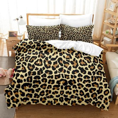 Conjunto de Cama de Três Peças Impresso em 3D Estampa de Leopardo Estampa de Couro Capa de Edredom com Estampa de Leopardo de Mudança Gradual Colorida
