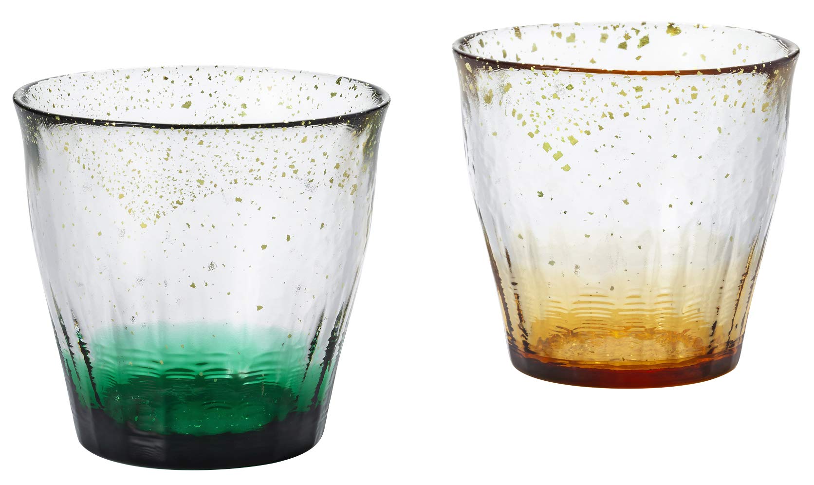 

ADERIA Tsugaru Vidro Ice Flower Gold Rim Green Sun Rock Glass Pair Set in Gift Box Made in Japan FS71588 Whiskey Glass Stylish Thin Rim Whiskey Glass