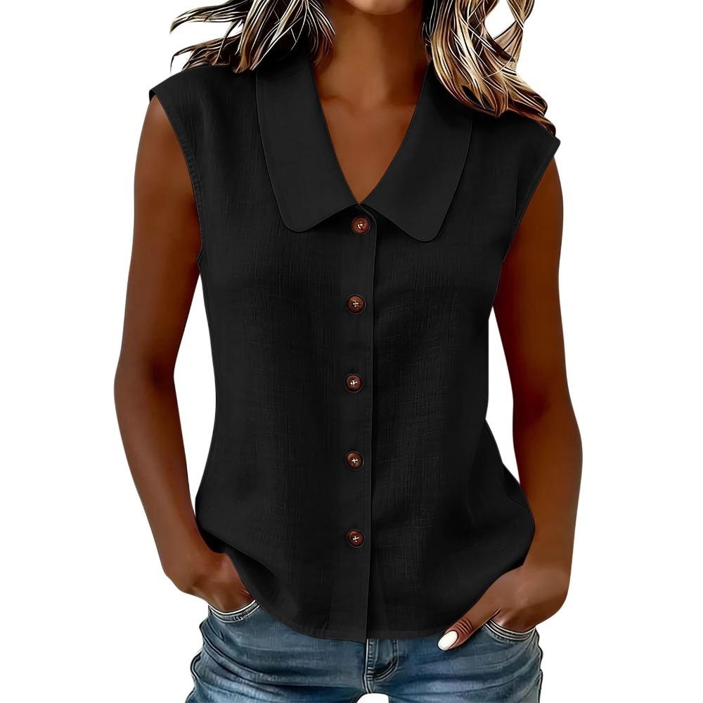 Women Elegant Commuter Sleeveless Button Cardigan Top, Fashion Blouse for Summer