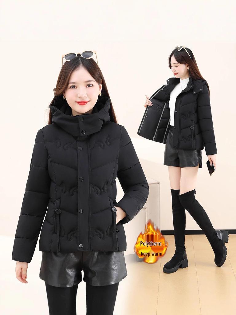 Mom's 2025 Winter Short Cotton Jacket: Women's Middle-Aged & Elderly Embroidered Thickened Fashion Coat