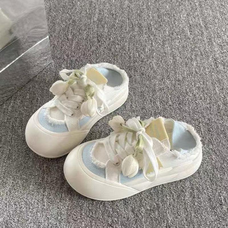 

Молочный хуху толстоподошвенный хлеб маленькие белые туфли женские летние тонкие студенческие универсальные два способа носки одна педаль парусиновые кеды 40