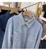 Korean Winter Fashion Velvet Lined Denim Long Sleeve Women's Lapel Jacket 2025