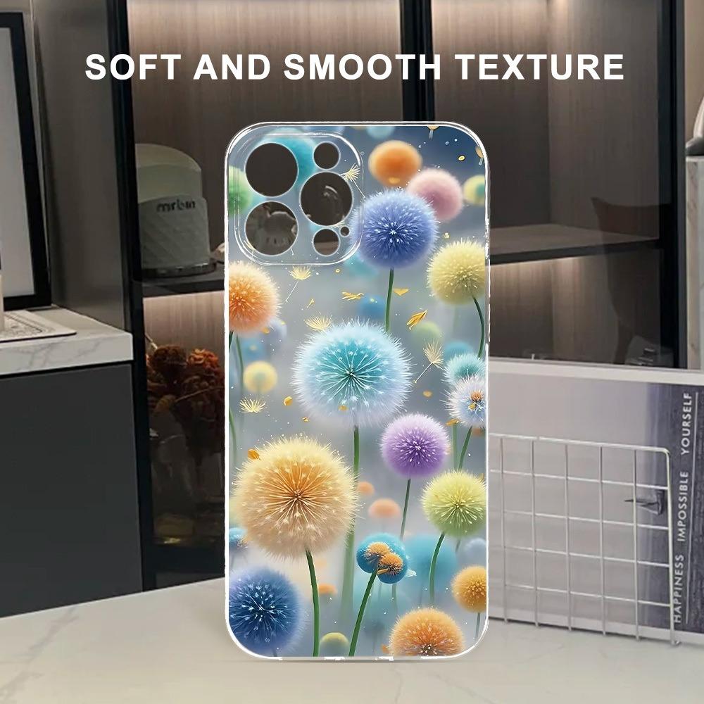 Dandelion Phone Case For iPhone 17 Air 16E 16 15 14 11 Pro Max Plus 13 12 Mini 8 7 X Transparent Shockproof Cover