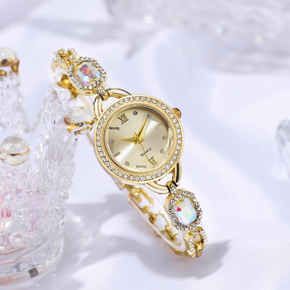 Rhinestone Women's Roman Numeral Bracelet Watch with Adjustable Strap