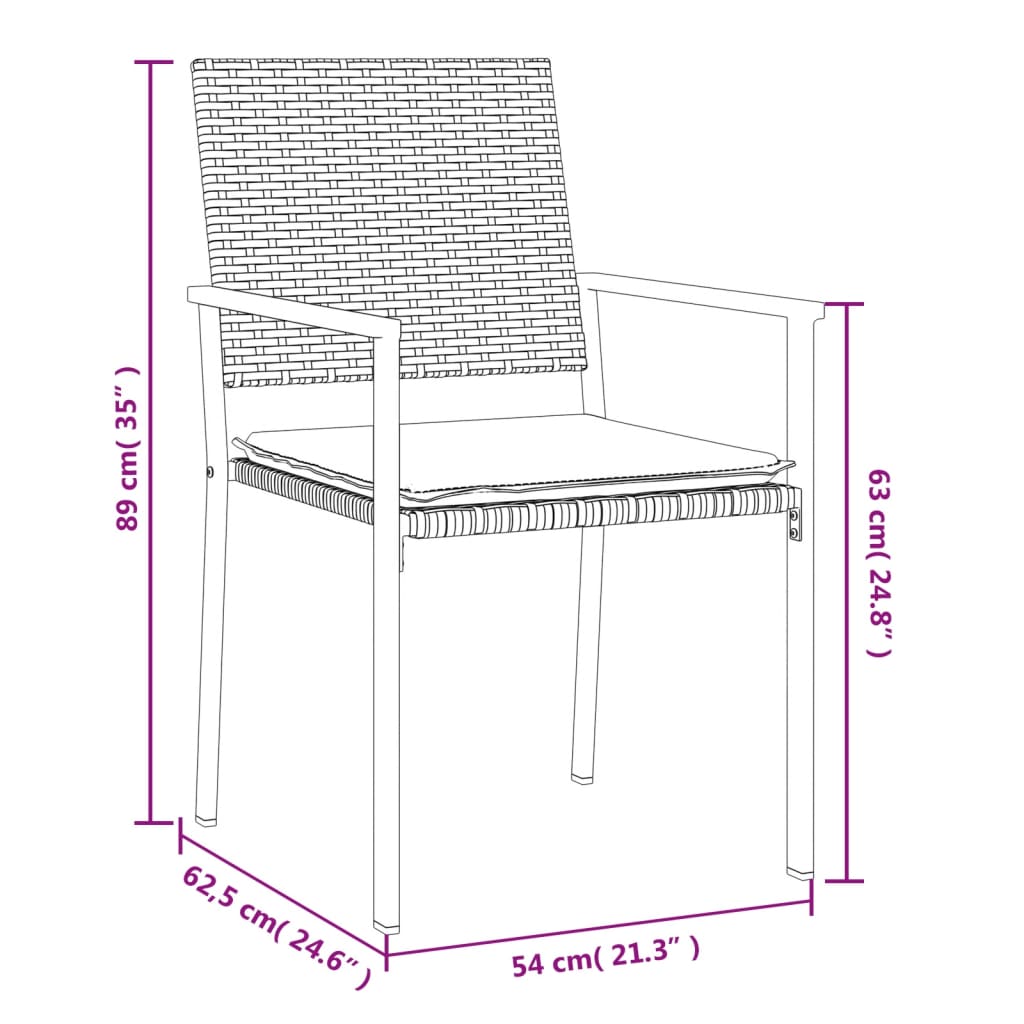 Garden Chairs with Cushions 6 pcs Black 54 x 62.5 x 89 cm Poly Rattan