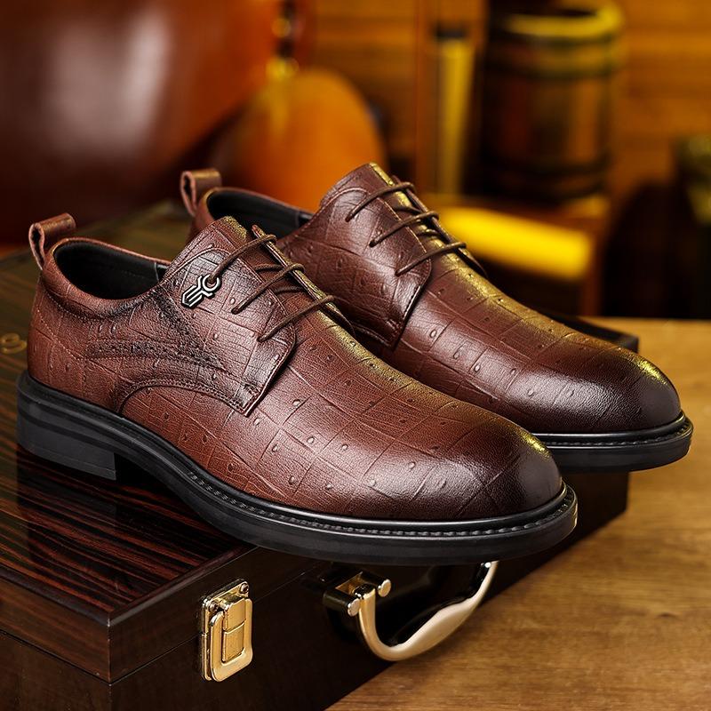 Fashion British Platform Leather Business Men's Dress Shoes Designer Soft-soled Derby Shoes Men Fashion Spring Autumn Male Wedding Shoes