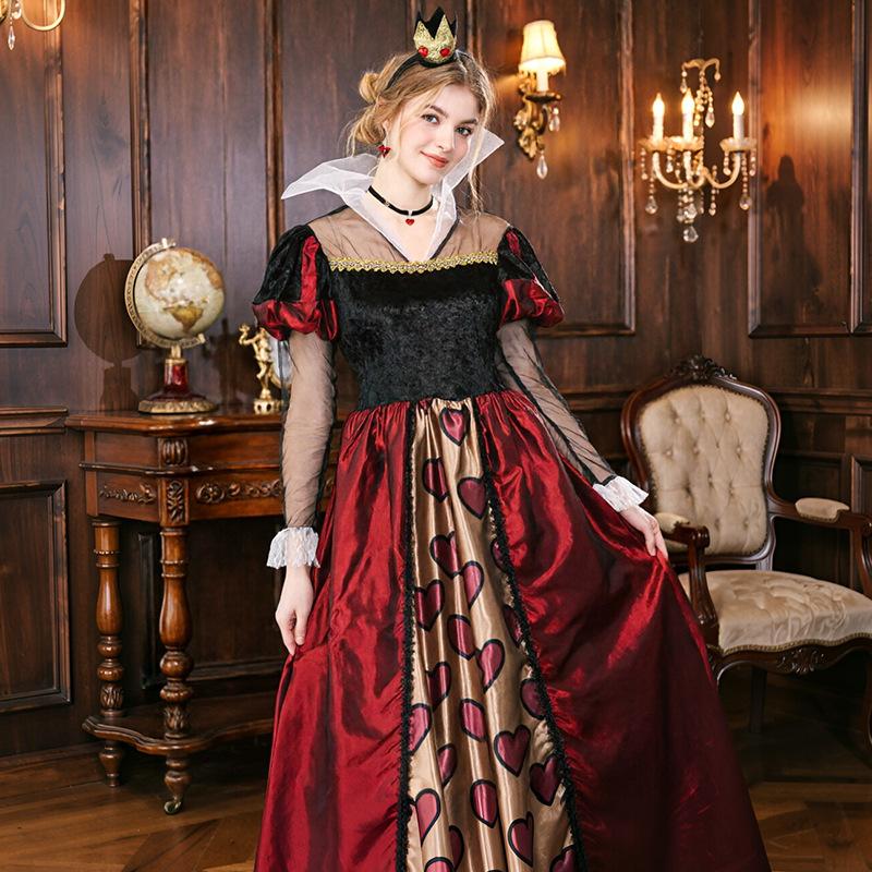 Cosplay retro court style black and red love dress halloween queen of hearts cosplay performance dress party dress dress