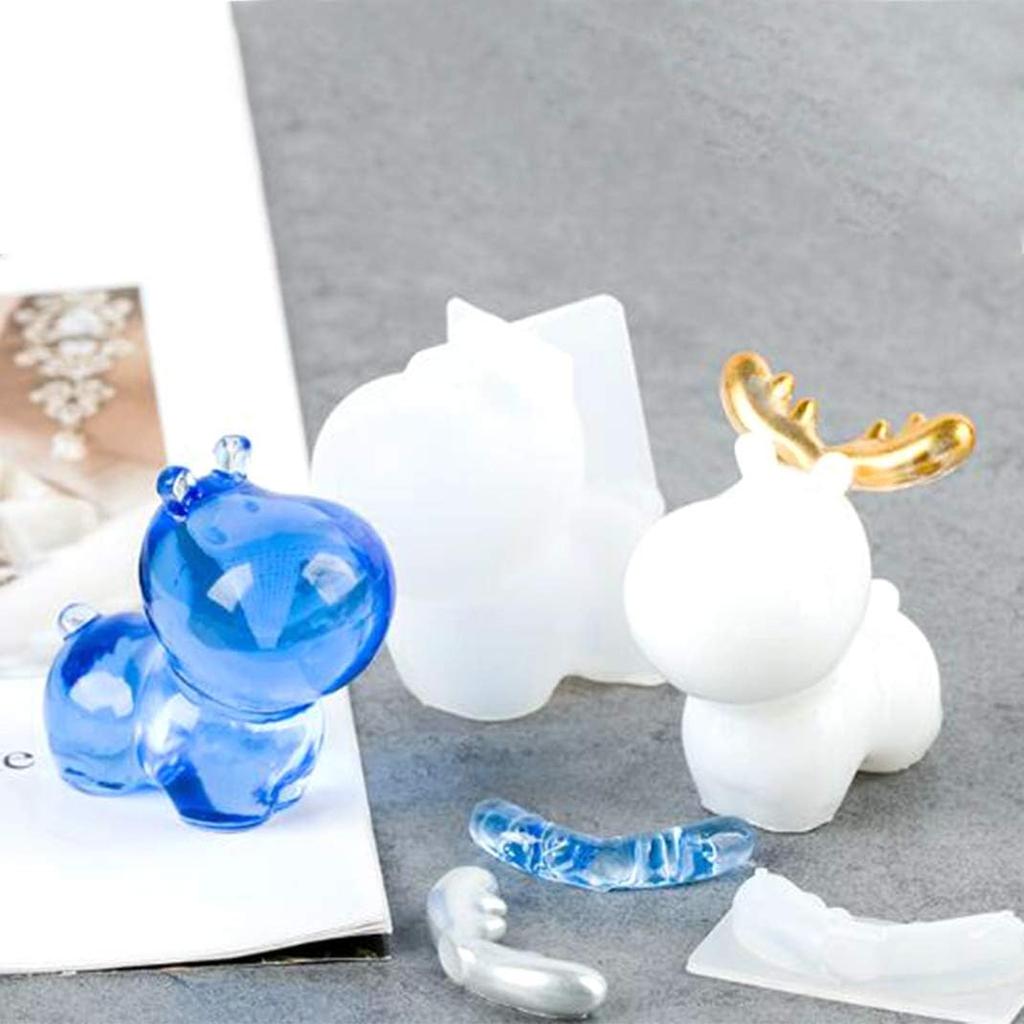 iSuperb Silicone Molds Animal Cute Epoxy Resin Molds 3D Deer and Antlers Molds for DIY Resin Casting (Transparent)