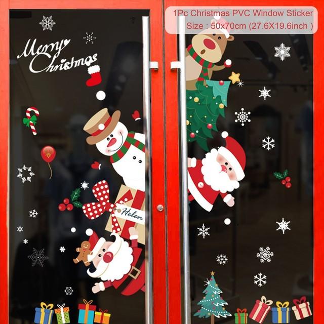 Christmas Wall Window Stickers Marry Christmas Decoration For Home 2025 Christmas Ornaments Xmas Navidad Gift New Year 2025