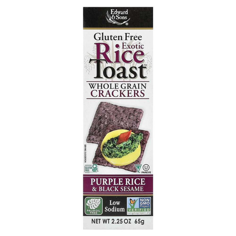 

Edward & Sons Exotic Rice Toast Whole Grain Crackers, Purple Rice & Black Sesame, 2.25 oz (65 g)