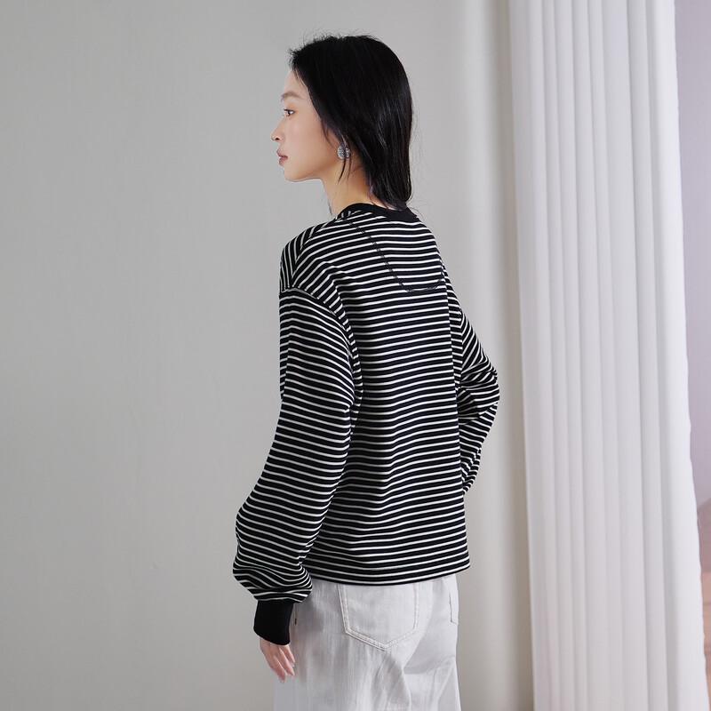SOFSIL 2026 Spring Women's Striped Sweatshirt
