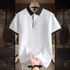 Ice Silk Polo Retro Short Sleeve Polo Shirt Men's Summer Versatile Top Shirt Color Blocked Collar T-shirt
