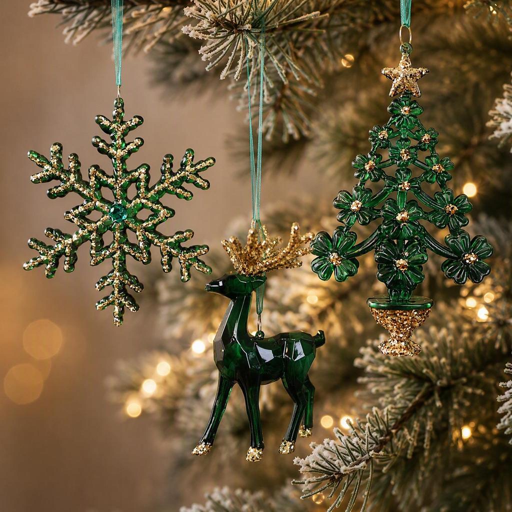 Gradient Color Snowflake Christmas Ornaments - Acrylic Decorations