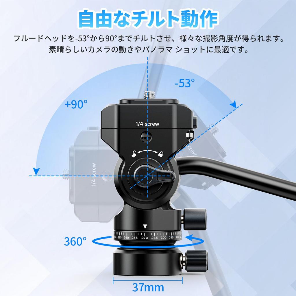 Ulanzi II Video Tripod Head with Uka Quick Compatible with F38 Fluid Pitch and and 4kg Load Leveling Angle Aluminum Alloy Detachable 38mm Compatible