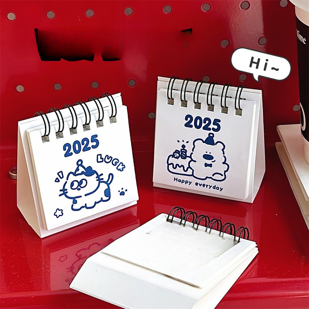 Niedlicher Mini-Schreibtischkalender mit Cartoon-Motiv, für Büro und Schreibtisch, kleine Dekoration, kompakt und tragbar