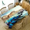 Seascape Sailing Boat Pattern Tablecloth Thicken Cotton Dustproof Rectangular Round For Wedding Picnic Party
