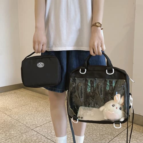 YUYAKESHI Ita-bag Shoulder Bag for Events and Handbags, Fits 20cm Plush Toys, 3-Way Outings, Transparent One-Sided Backpack, Baby/Mother Bag with Pouc
