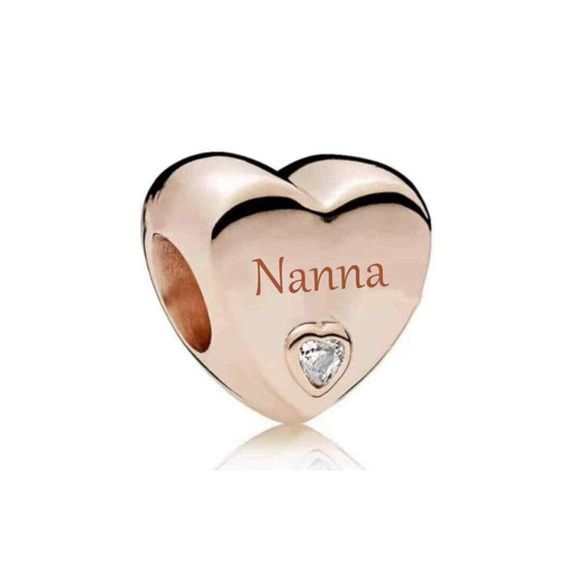 New Copper Charms Heart Love You Forever Mum Auntie Beads Fit Original Bracelet Diy Gift Women