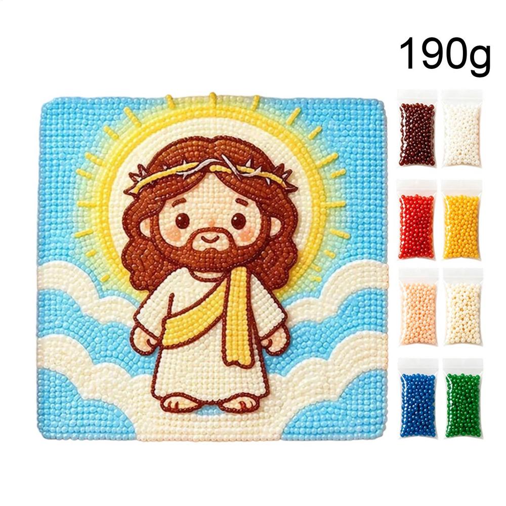 Rhinestone Art Painting Kit Shiny Strong Adhesion Cute Jesus 5D Rhinestone Gem Painting Kit For Meditation Relaxation Family