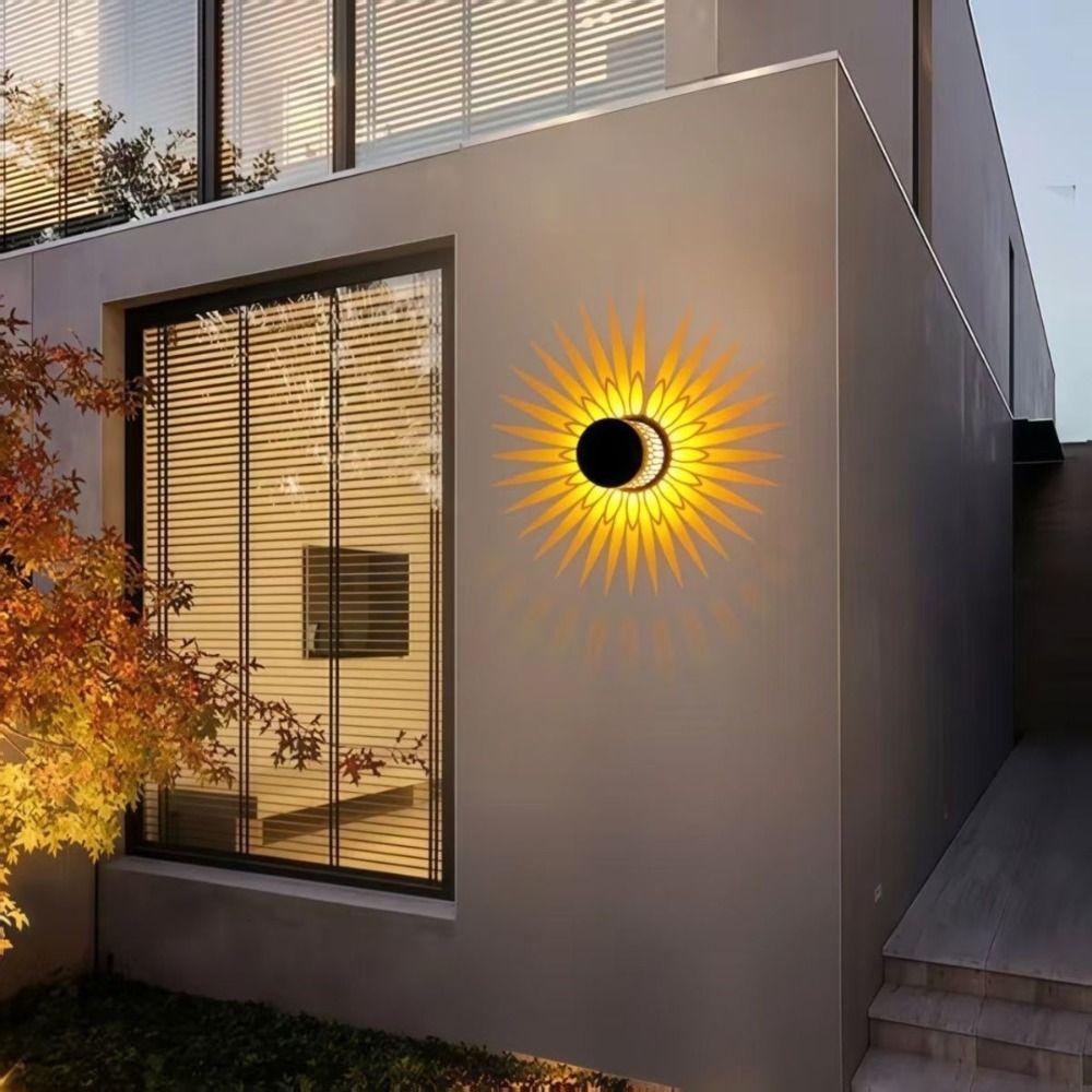Multifunctional Hollow Solar Wall Lamp Waterproof Creative Outdoor Garden Light Flower Design Iron Wall Mount Lamp Balcony