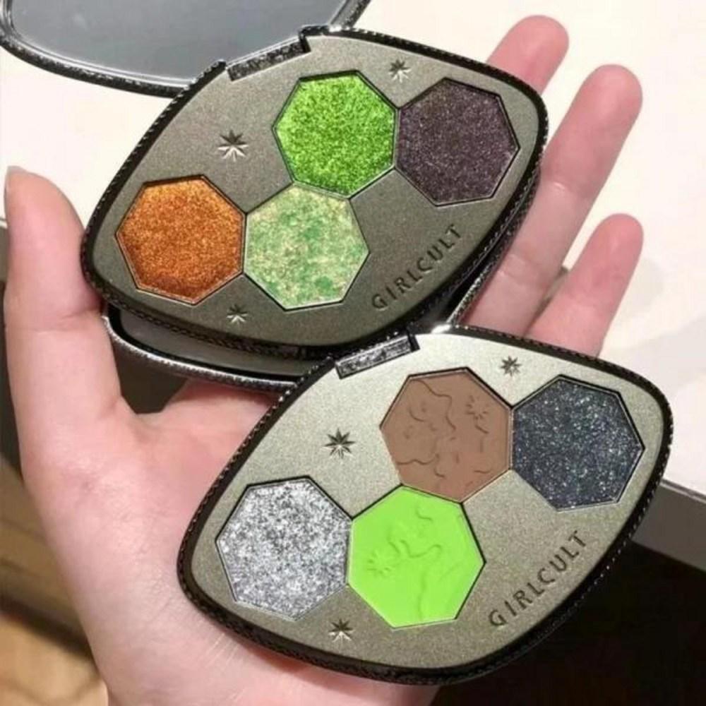 Girl Cult Augen Make-up GIRLCULT Chameleon Dream Shadow Palette Spiegel Lipgloss Stift Kleber Firefly Grass Green Damenkosmetik, 1 Stück, 7) 40