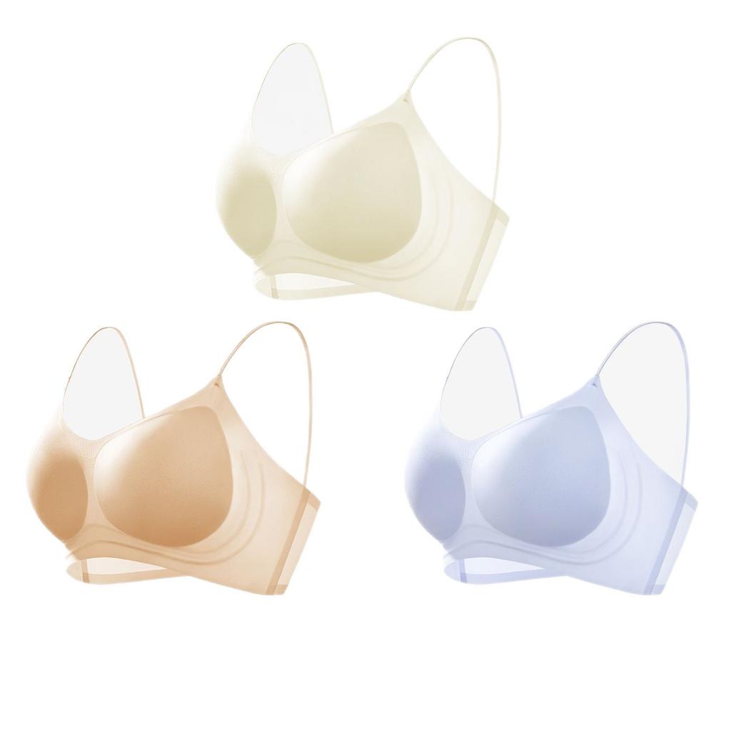 Herbal Primary Color Underwear Women's Camellia Fragrance Ultra-thin Cool Soft Support Thin Shoulder Straps Small Chest Gathering Seamless Bra