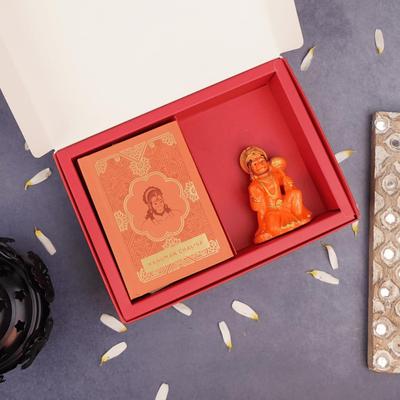 Harz Hanuman Ji Murti mit Hanuman Chalisa Taschenbuch in Hindi, Roman Hindi zum Verschenken | Statue zur Heimdekoration
