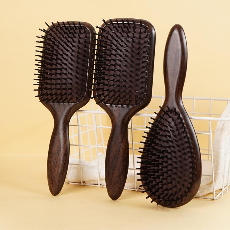 Ebony Wood Air Cushion Comb - Scalp Massager for Long Hair, Suitable for Men and Women