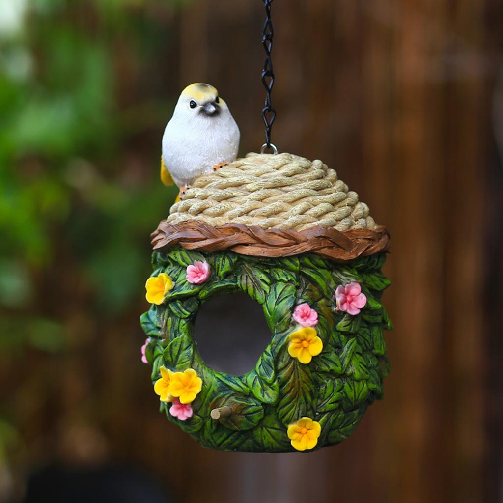 Hanging Bird House Decorative Cute Cage for Bird Outdoor Resin Bird House Hanging   Ornament Bird Box Figurine For Cockatoo NaMacaw Parakeet Finche