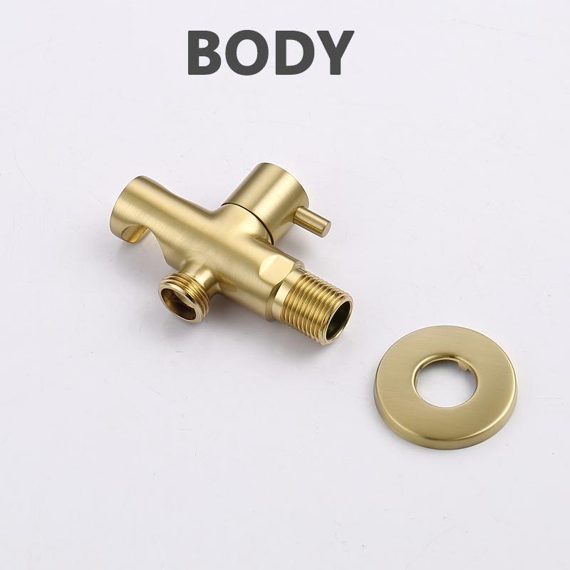Bidet Sprayer Brushed Gold Bathroom Clean Toilet 2 Functions Water Flow Brass Body Stainless Steel/PVC Hose